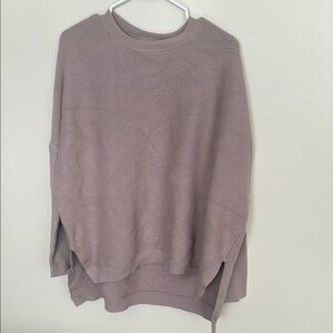Purple Crew Neck Sweater with Relaxed Fit and Ribbed Details